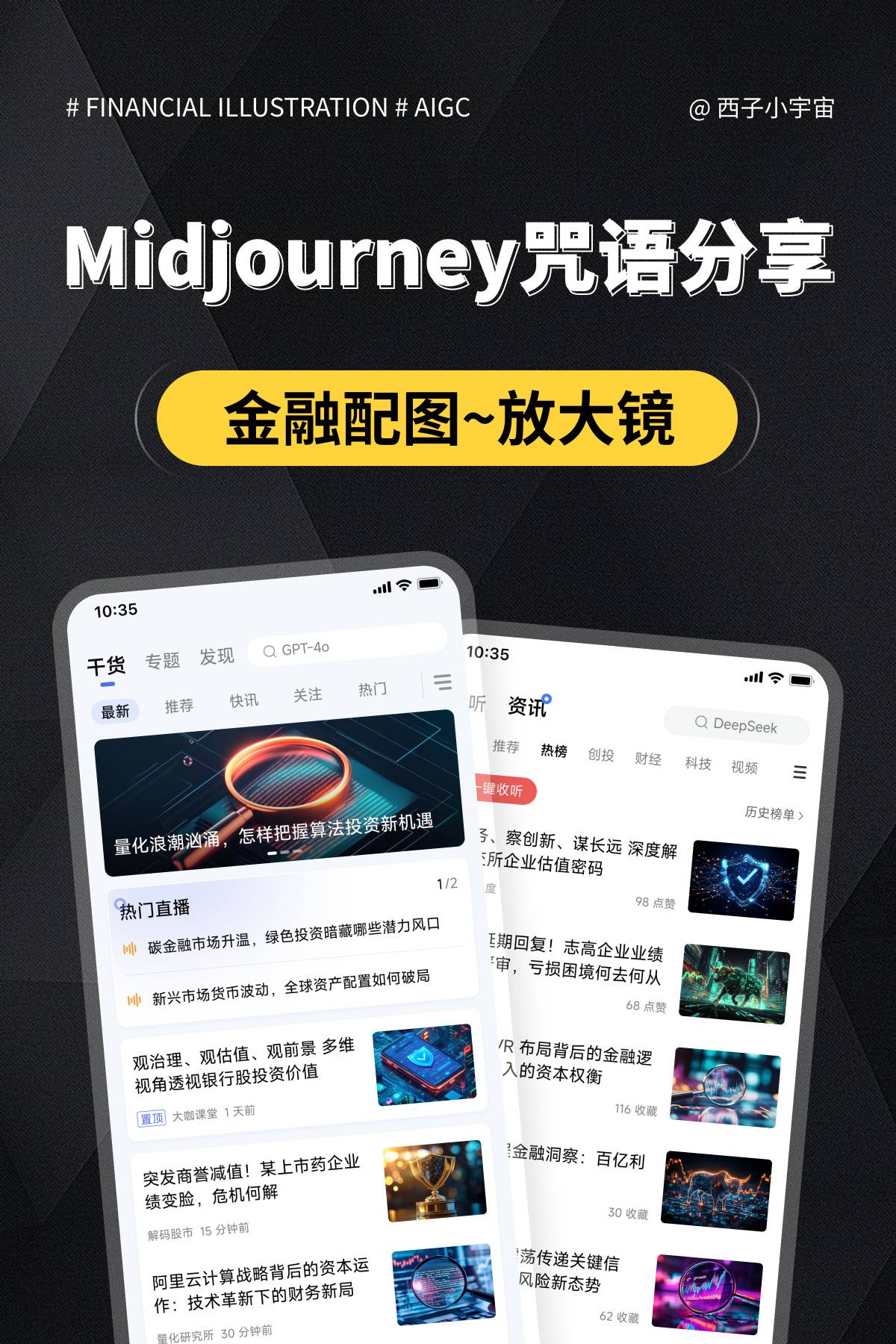 Midjourney金融配图秘籍，放大镜下的数字洞察！