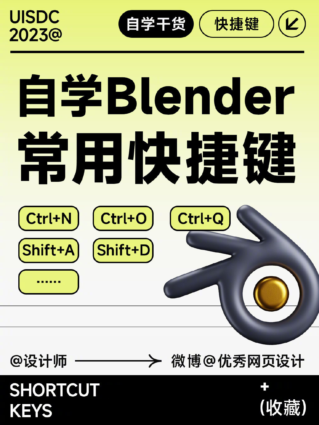 新手必看！7张Blender常用快捷键对照表格